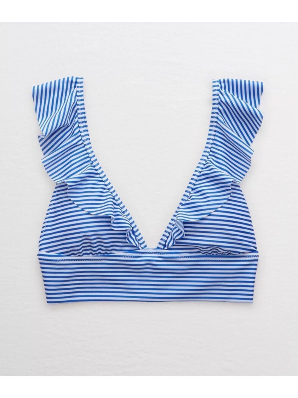 NWT Aerie Ruffle Longline Bikini Top in Blue Vibe - Size: Extra Large